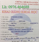 KHÓA HUẤN LUYỆN AN TOÀN LAO ĐỘNG NHÓM 1,2,3,4,5,6 Theo Nghị 44-CP